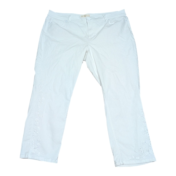 J. Jill White Embroidered Floral Authentic Fit Cropped Jeans Women's 18 - Picture 1 of 9